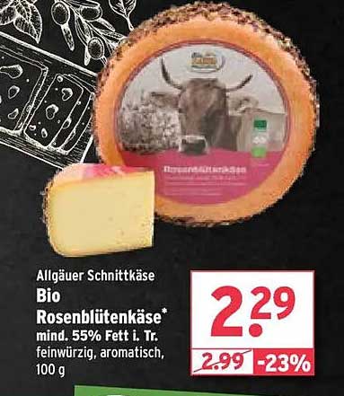 Allgäuer Schnittkäse Bio Rosenblütenkäse - mind. 55% Fett i. Tr.