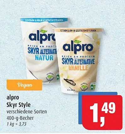 alpro Skyr Style verschiedene Sorten 400-g-Becher