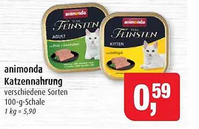 animonda Katzennahrung verschiedene Sorten 100-g-Schale