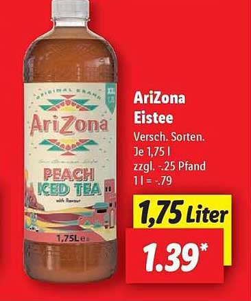 AriZona Eistee - Peach Iced Tea 1,75 Liter