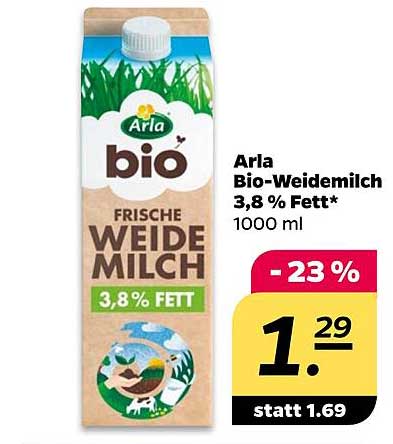 Arla Bio-Weidemilch 3,8 % Fett* 1000 ml