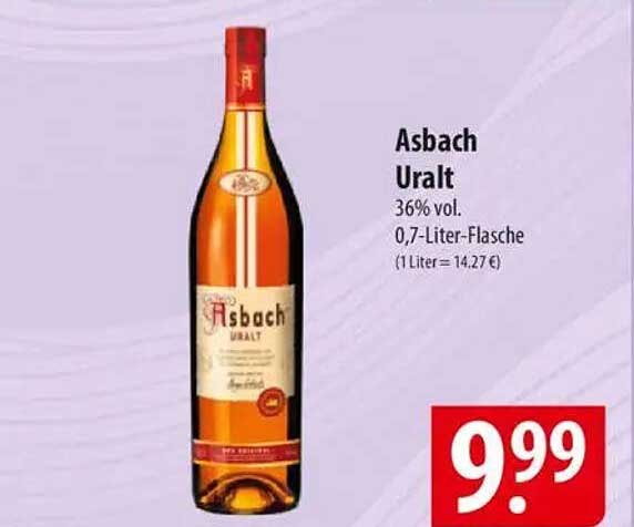 Asbach Uralt 0,7-Liter-Flasche - 36% vol.
