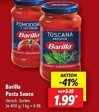 Barilla Pasta Sauce – Verschiedene Sorten