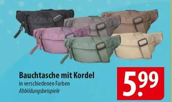 Bauchtasche mit Kordel in verschiedenen Farben