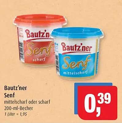 Baut'zner Senf - mittelscharf oder scharf 200-ml-Becher