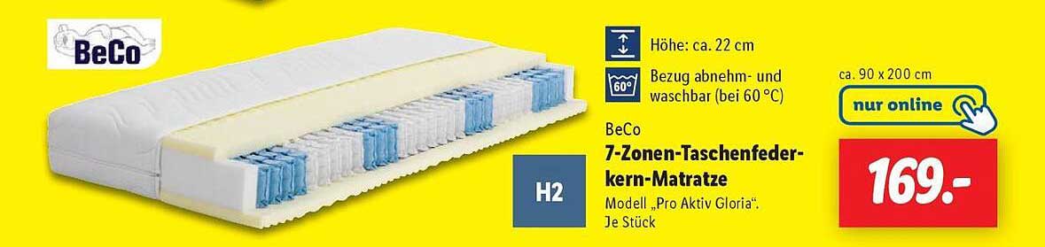 BeCo 7-Zonen-Taschenfederkern-Matratze Modell „Pro Aktiv Gloria“