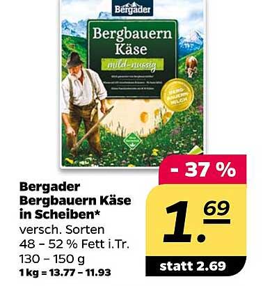 Bergader Bergbauern Käse in Scheiben - mild-nussig
