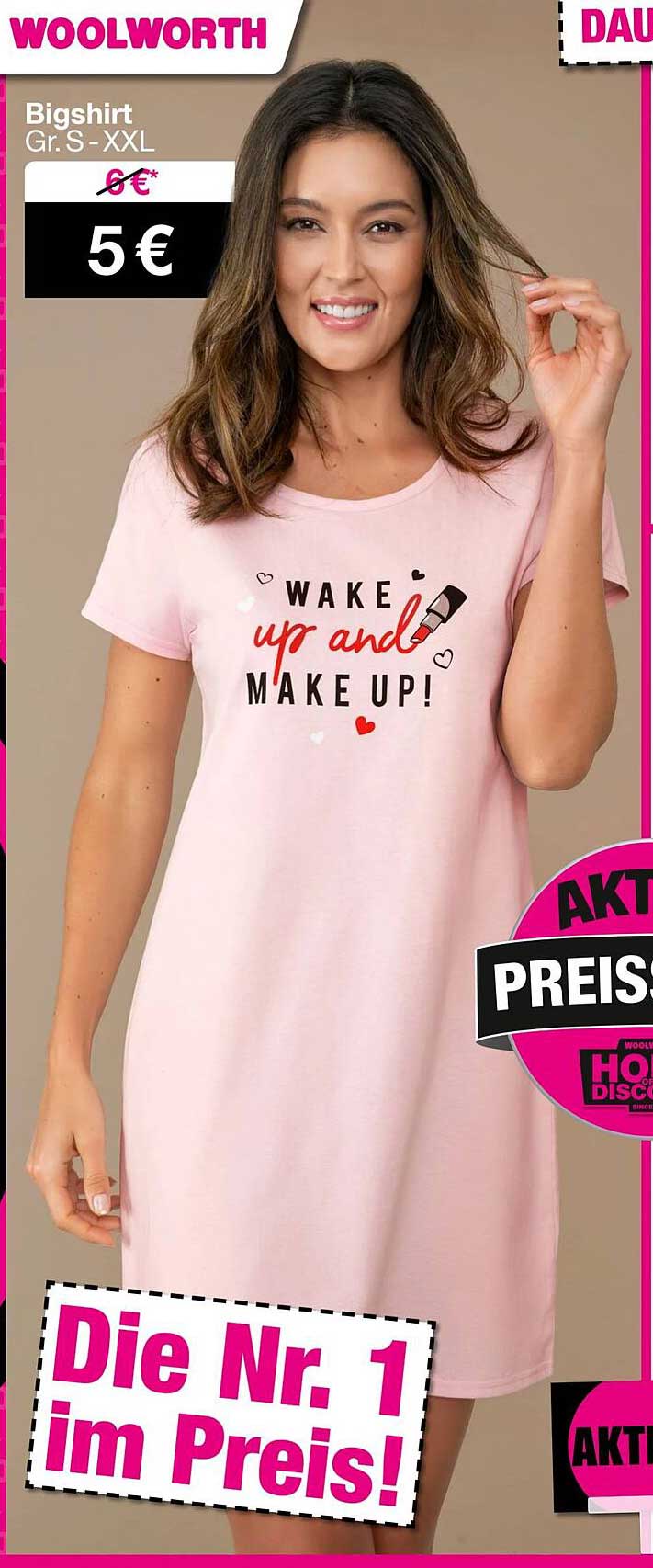 Bigshirt mit dem Aufdruck 'Wake up and MAKE UP!'