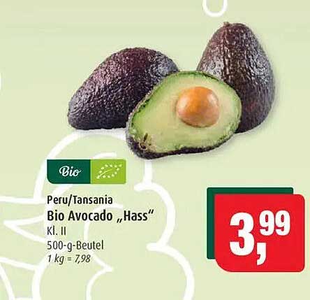 Bio Avocado „Hass“ Kl. II 500-g-Beutel