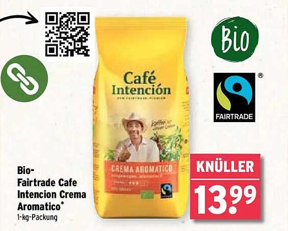 Bio-Fairtrade Café Intencion Crema Aromatico 1-kg-Packung
