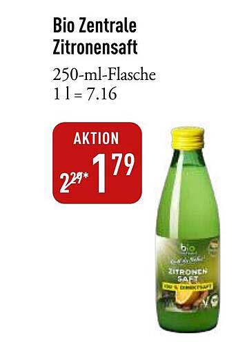 Bio Zentrale Zitronensaft 250 ml