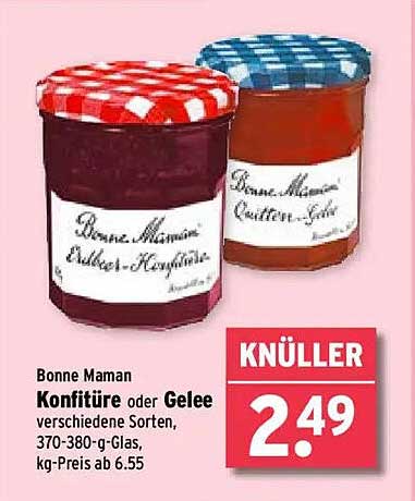Bonne Maman Konfitüre oder Gelee verschiedene Sorten, 370-380-g-Glas