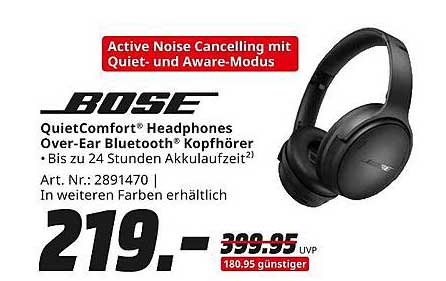 Bose QuietComfort® Over-Ear Bluetooth® Kopfhörer mit Active Noise Cancelling