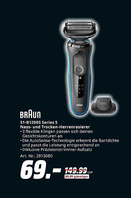 Braun 51-B1200S Series 5 Nass- und Trocken-Herrenrasierer