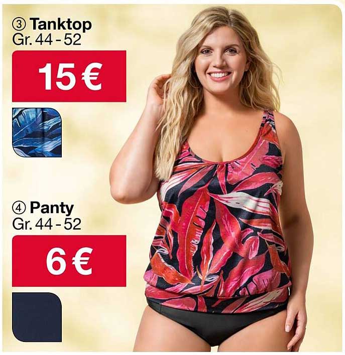 Buntes Tanktop und Panty für Damen in Größe 44-52