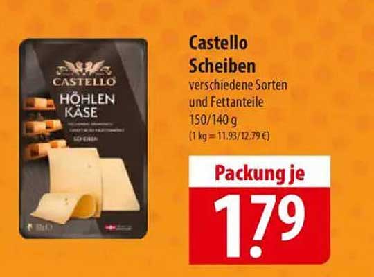 Castello Scheiben - verschiedene Sorten und Fettanteile 150/140 g