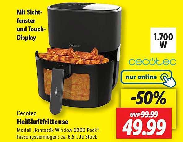 Cecotec Heißluftfritteuse Modell 'Fantastik Window 6000 Pack'