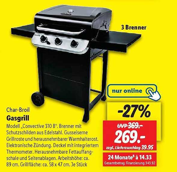 Char-Broil Gasgrill Modell 'Convective 310 B': Bräter mit Schutzschilden aus Edelstahl