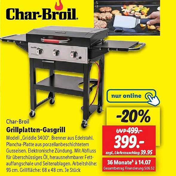 Char-Broil Grillplatten-Gasgrill – Modell Griddle 3400