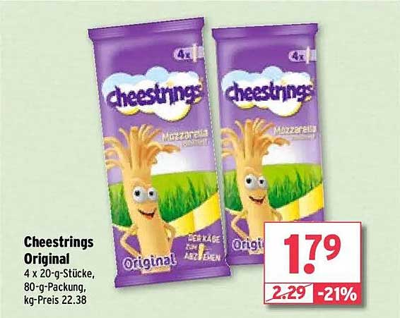 Cheestrings Original 4 x 20-g-Stücke, 80-g-Packung