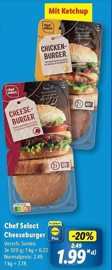 Chef Select Cheeseburger mit Ketchup