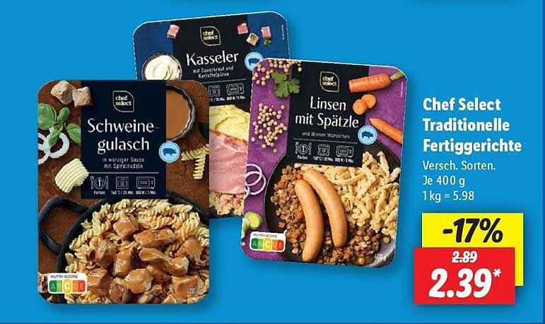 Chef Select Traditionelle Fertiggerichte