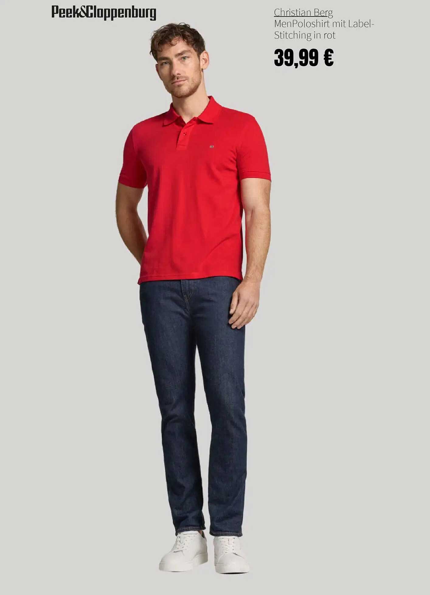 Christian Berg MenPoloshirt mit Label-Stitching in rot