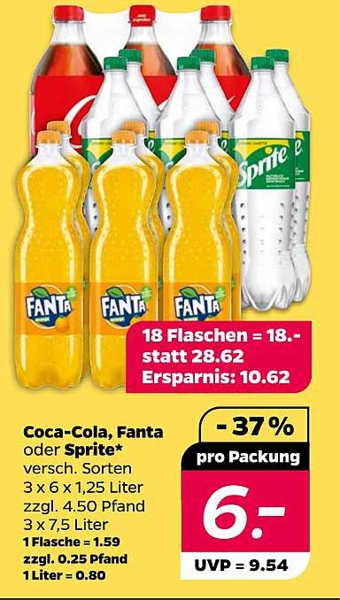Coca-Cola, Fanta oder Sprite - 18 Flaschen Auswahl zum Spitzenpreis!