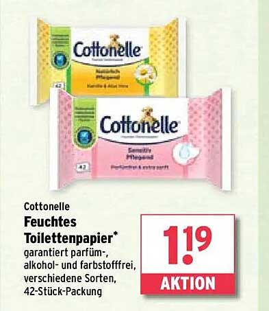 Cottonelle Feuchtes Toilettenpapier, 42-Stück-Packung