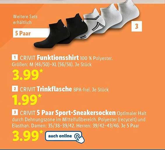 CRIVIT 5 Paar Sport-Sneakersocken
