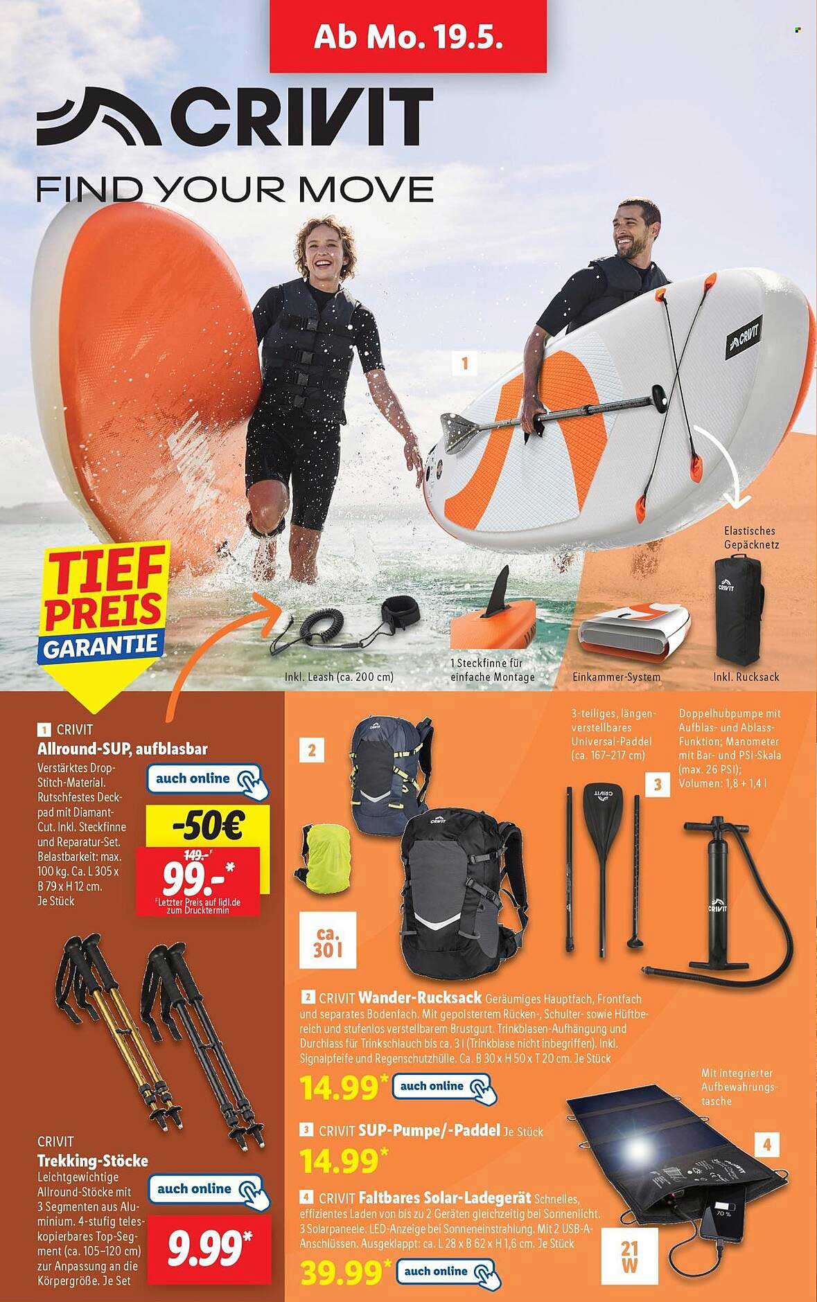 CRIVIT Allround-SUP, aufblasbar