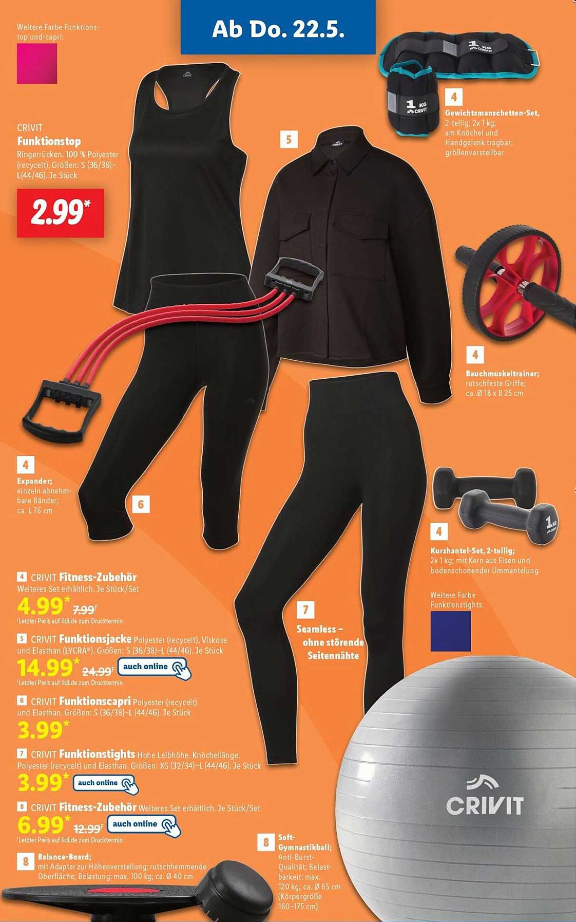 CRIVIT Funktionstop, Ringerrücken, 100 % Polyester (recycelt)
