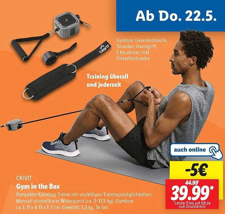 CRIVIT Gym in the Box - Kompakter Kabelzug-Trainer