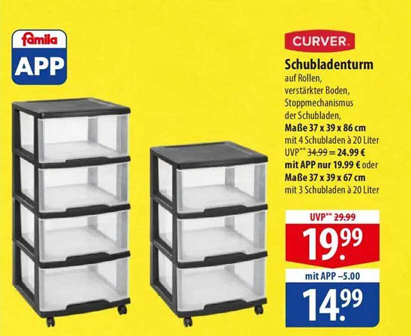 CURVER Schubladenturm auf Rollen - 4 Schubladen