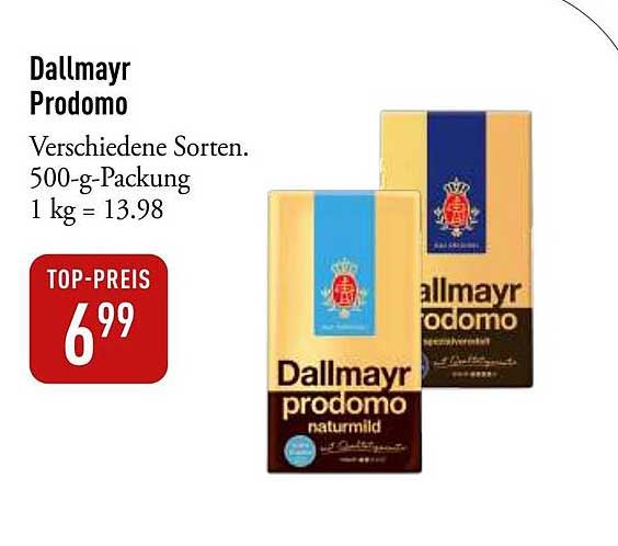 Dallmayr Prodomo Kaffee - verschiedene Sorten, 500-g-Packung