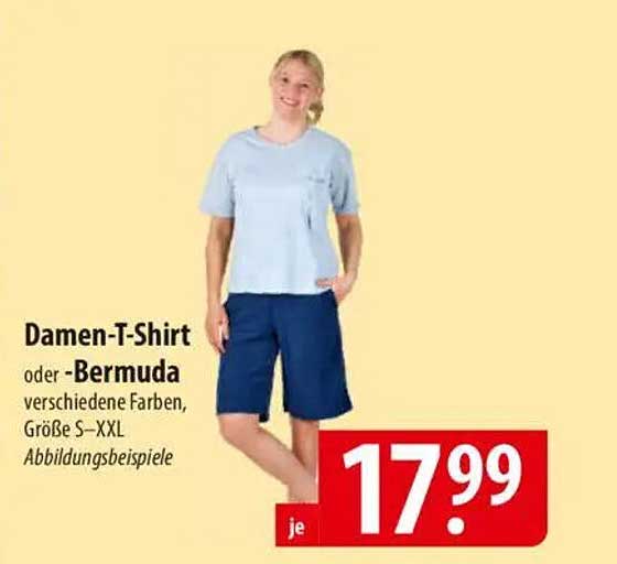 Damen-T-Shirt oder Bermuda, verschiedene Farben, Größe S–XXL