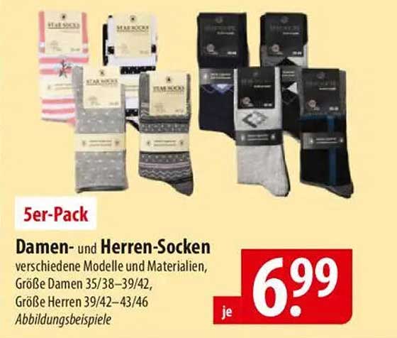 Damen- und Herren-Socken 5er-Pack