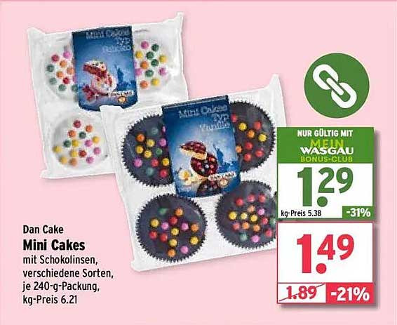 Dan Cake Mini Cakes mit Schokolinsen, 240-g-Packung