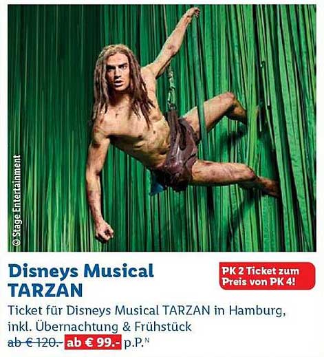 Disneys Musical TARZAN – Ticket inkl. Übernachtung & Frühstück