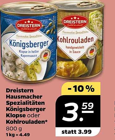 Dreistern Hausmacher Spezialitäten Königsberger Klopse oder Kohlrouladen