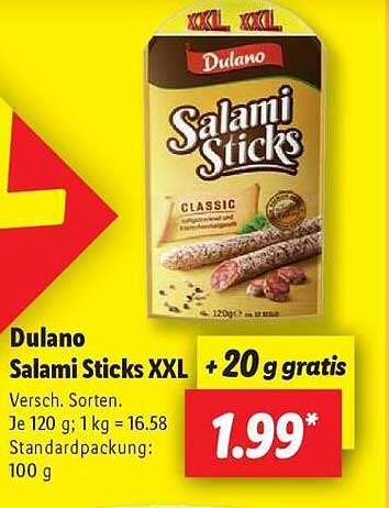 Dulano Salami Sticks XXL + 20 g gratis