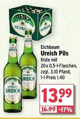 Eichbaum Ureich Pils Kiste mit 20 x 0,5 l-Flaschen