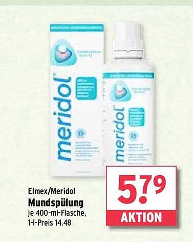 Elmex/Meridol Mundspülung je 400-ml-Flasche, 1-l-Preis 14.48