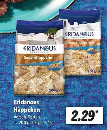 Eridanous Häppchen – Verschiedene Sorten