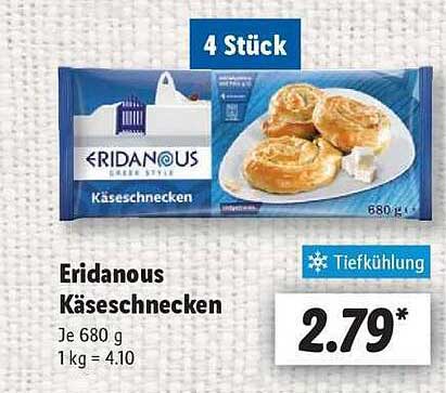 Eridanous Käse-Schnecken 4 Stück - Tiefkühl-Leckerbissen
