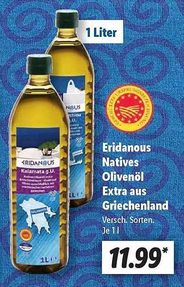 Eridanous Natives Olivenöl Extra aus Griechenland (1 L)