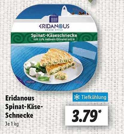 Eridanous Spinat-Käse-Schnecke – 1 kg, Tiefkühlkost