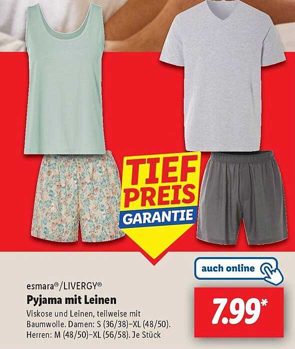 esrama/LIVERGY® Pyjama mit Leinen