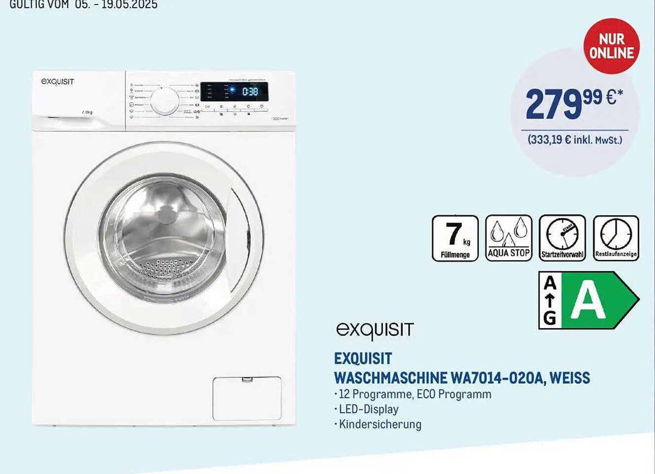 EXQUISIT Waschmaschine WA7014-020A, Weiß