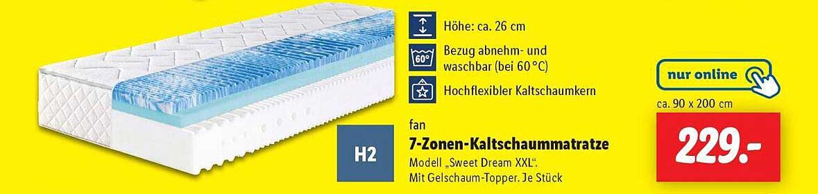 fan 7-Zonen-Kaltschaummatratze Modell "Sweet Dream XXL"
